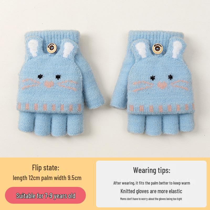 

Children s Cartoon Flip-Top Fleece-Lined Fingerless Winter Gloves Suitable for children (color options by picture)