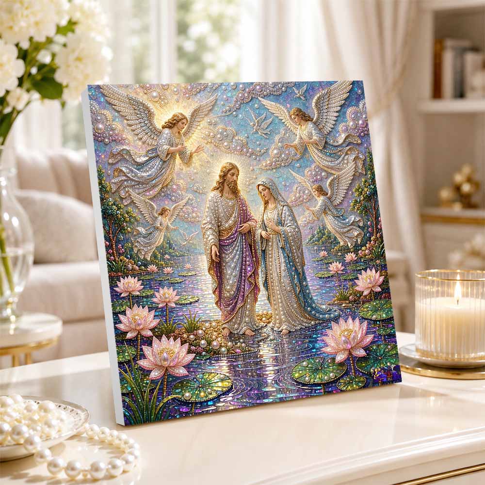 Pearl Painting Jesus And Mary With Angels 5D DIY Decorative Painting. Cute Birthday Gift. Handmade Art Painting