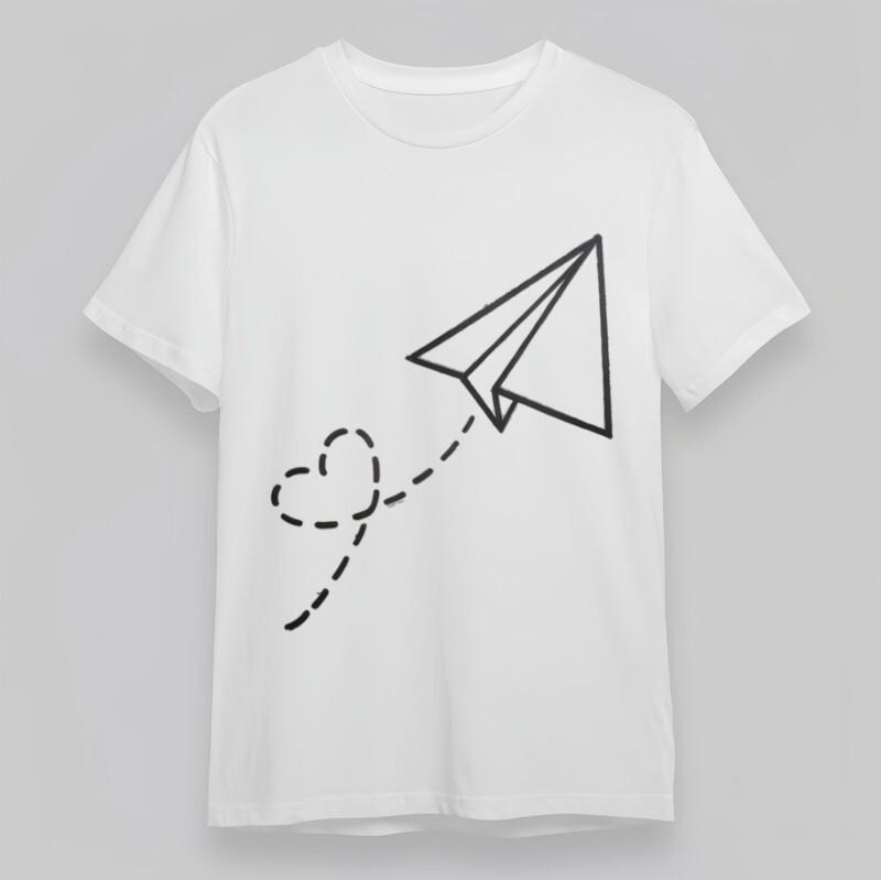 

Women s Oversize Classic T-Shirt Paper Plane Heart Line Minimalist Graphic Tee L