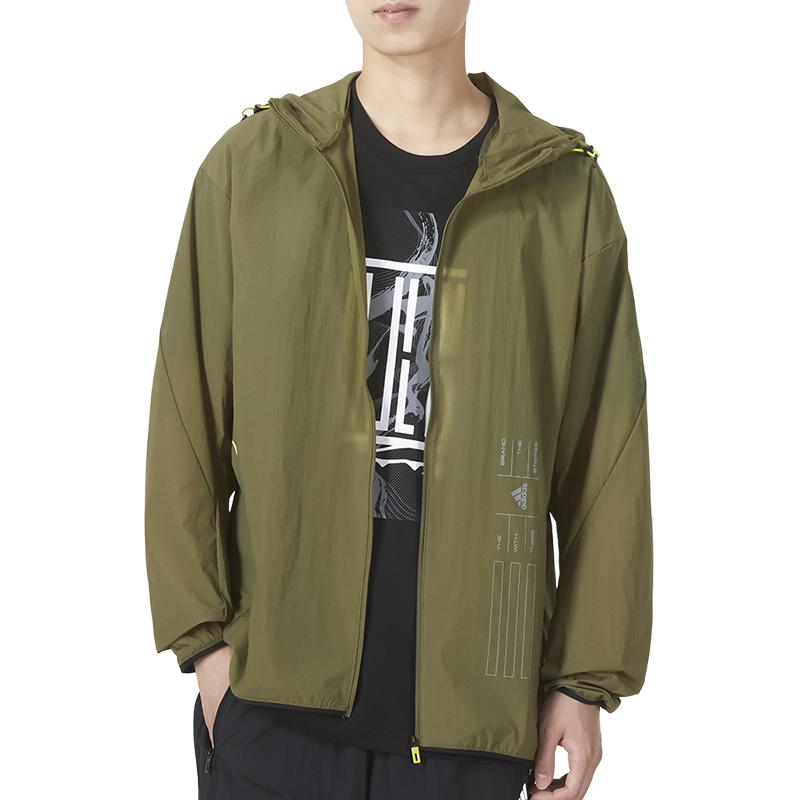Adidas Th Lite Wvjk Solid Color Sports Hooded Jacket Men Outerwear Deep-Olive-Green HE9916