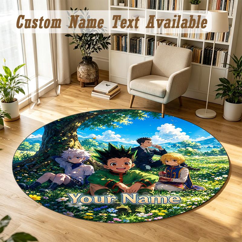 Round Rug Custom NameHunter × Hunter Pattern Non Slip Carpet Home Floor Decor