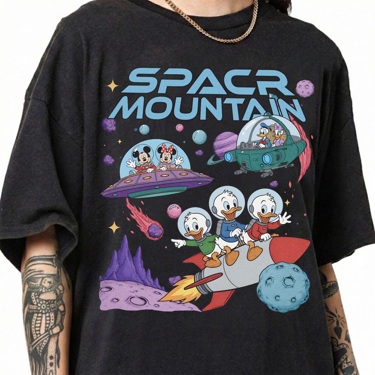 Vintage Space Mountain Shirt, Mickey And Friends Disney Ride Tee, Retro Magic Kingdom, Comfort Colors Disney World Vacation Gift XL