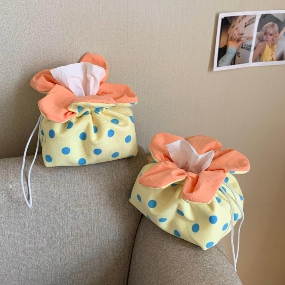 Multipurpose Flower Tissue Box Lightweight Tissue Storage Bag Cute Drawstring Tissue Box Dormitory