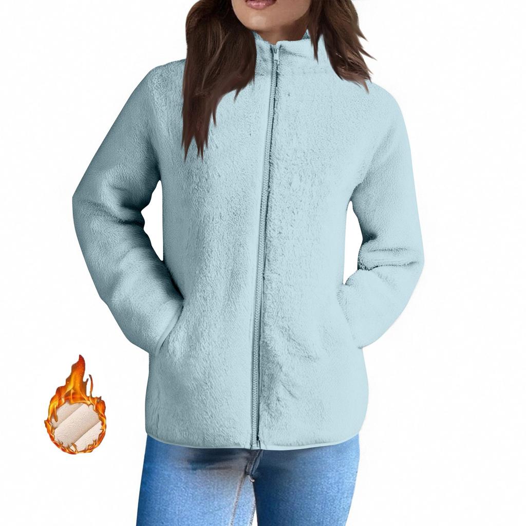 Dámské zimní kabáty Teplé plyšové bundy S otevřeným předním dílem Kardigan s dlouhým rukávem Trendy Chlupavé svrchní oblečení