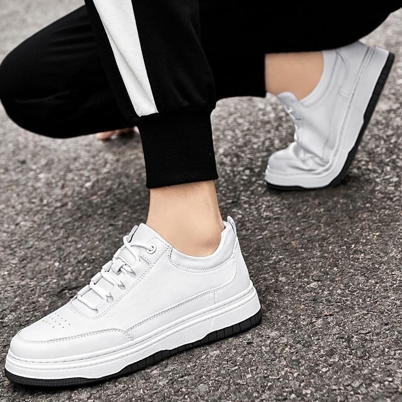 Fashion 5CM Hidden Height Increase Genuine Leather Casual Shoes Breathable Comfortable Elevator Sneakers for Men Women Fashion Anti-Slip