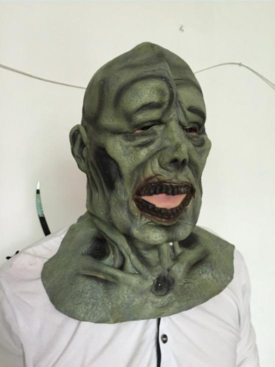 Halloween Green Full Head Scary Mask for Bars, Movies, and Clubs