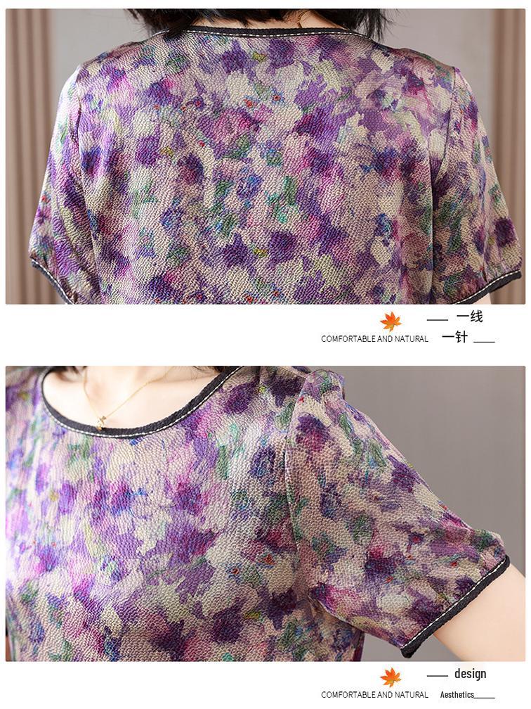 Summer 2026 Retro Print Plus Size Dress for Women: Stylish and Slimming Mother's Outfit