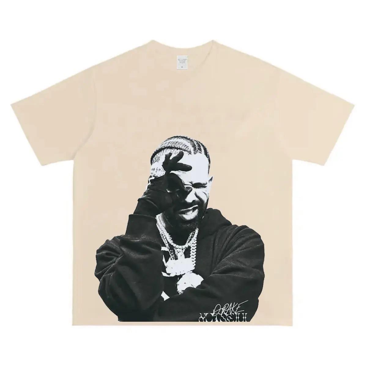 

T-shirt À Manches Courtes Pour Hommes Imprimé Par Le Rappeur Américain Drake Pur Coton Ample À Manches Courtes 2026 Tops Tees XXXL