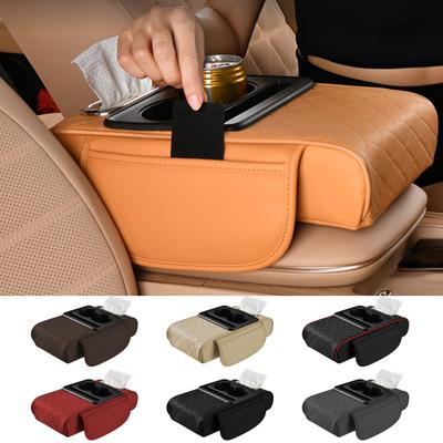 Car Seat Back Organizer with Drink Cup Holder Tissue Box Hook Multifunctional Car Seat Storage Box Practical Car Interior Accessory for Travel Kids