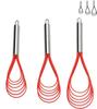 3 Pack Silicone Heads Flat Stainless Steel Hand Whisk Set Non Stick Wires Whisk Kitchen Cooking for Blending Beating