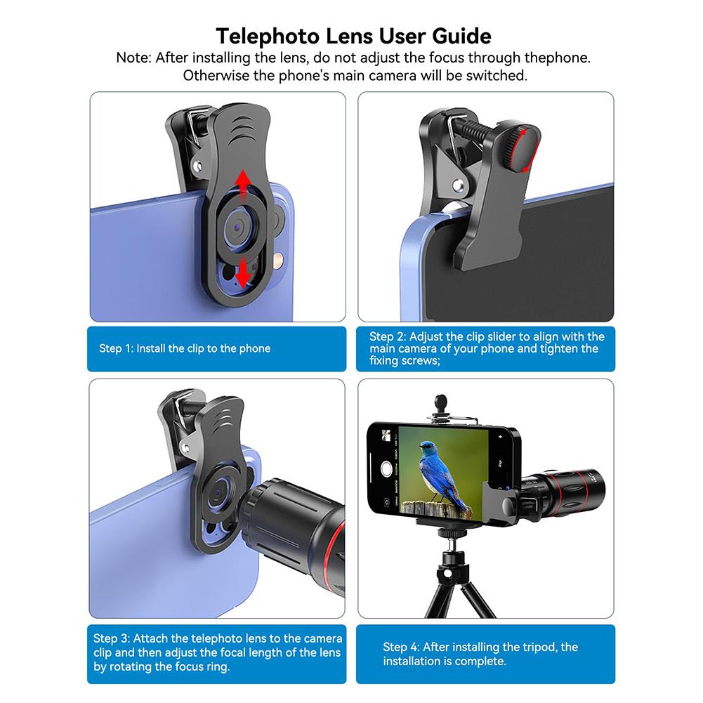 18X Zoom Cellphone Camera Lens with Tripod Universal External Zoom Camera Lens Long Focus Telephoto Lens for Android & iPhone