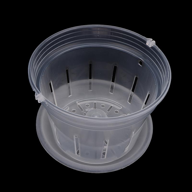 1Pc Orchid Pots With Plastic Tray Nursery Planter Planting Clear Holes Hydroponic Cup Container Plants Gardening Supplies