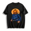 Halloween Pumpkin Head With Knife Print Long Sleeve Top Pure Cotton T-shirt