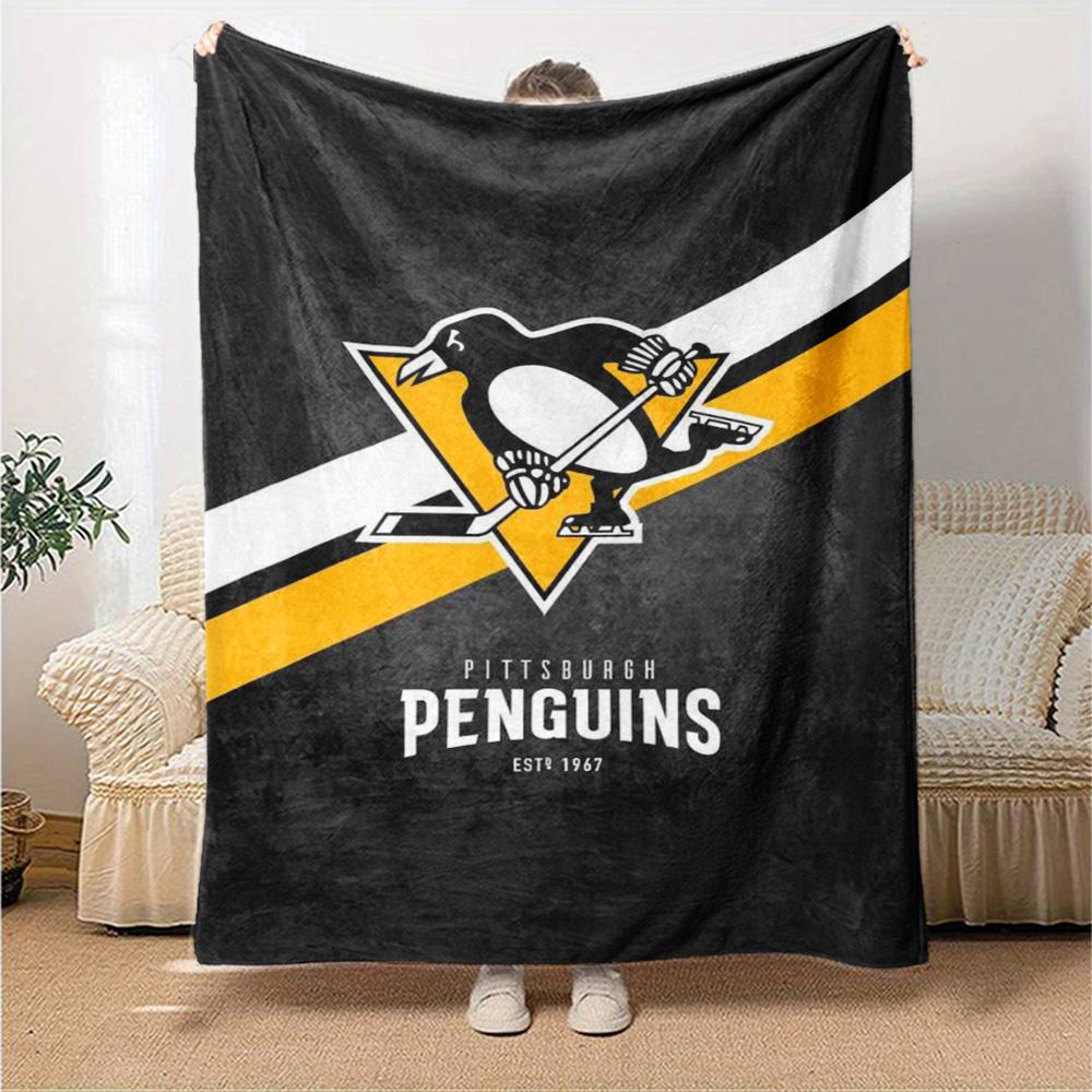 Pittsburgh Penguins Print Flannel Blanket High Quality Warm Comfortable Cover for All Seasons Perfect for Gifts Home Decor