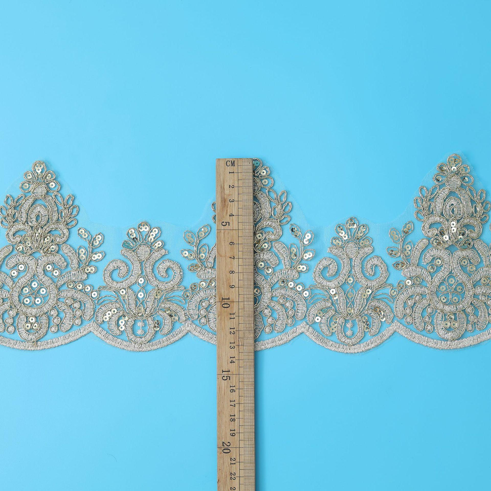 

Golden Car Bone Детская одежда Сценическая одежда Ханфу Этнический стиль Вышивка Кружево, Сценическая одежда Вуаль Аксессуары Бусины 13 см with gold/width 13CM