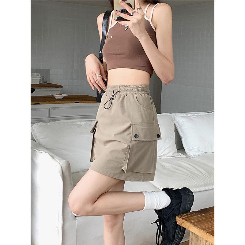 Women's A-line Grey Drawstring Midi Skirt - Slimming, Elastic Waist, Summer Casual Workwear