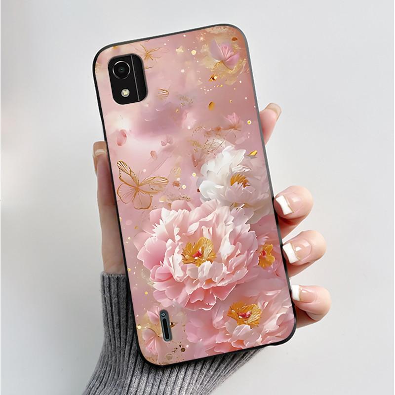 Phone Case For Nokia C2 2nd Edition Case Fashion Butterfly Flowers Black Soft Silicone Back Cover For NokiaC2 2nd Edition Casing