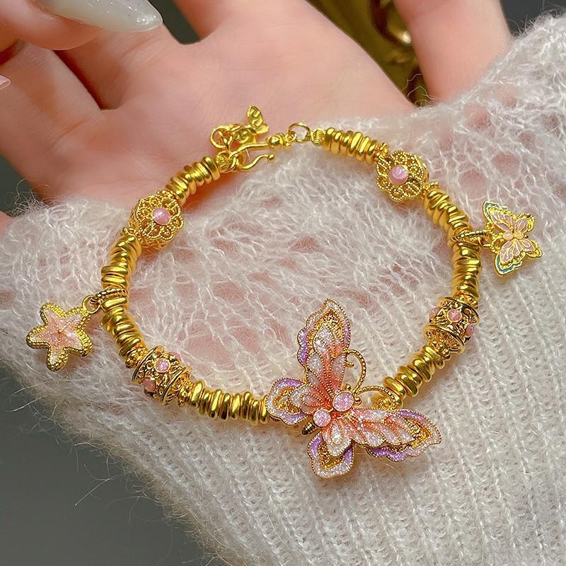 Enamel Butterfly Bracelet For Women Gold Color Bracelets Sweet Party Birthday Jewelry Gift