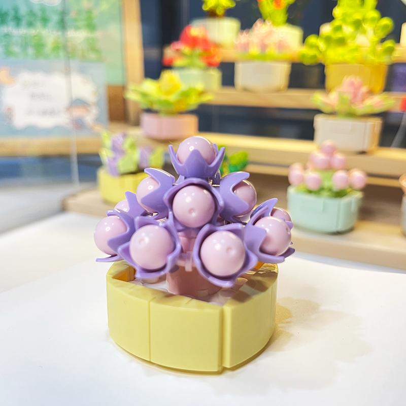 Topfkultur Blume Baustein Ziegel DIY Pflanze Spielzeug Weihnachtsgeschenk für Mädchen Erwachsene Kind Simulation süße Desktop-Dekorationen