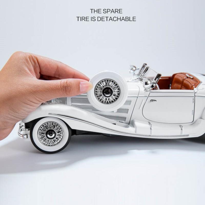 1:18 Mercedes Benz 500K 1936 Legierung Miniatur Klassisches Auto Maßstabsmodell Druckguss Metallmodell SoundLicht Kinder Spielzeug Geschenk Fahrzeug
