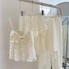 Pure desire to look thin, fashionable and sexy long-sleeved loungewear four-piece high-end French suspender sexy summer pajamas