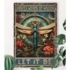 Vintage Let It Be Metal Wall Art Sign Dragonfly Bohemian Decor