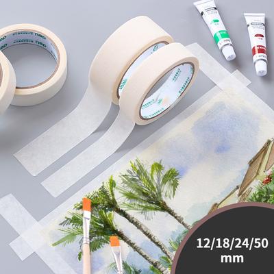 12/18/50mm Masking Tape White Color Single Side Tape Adhesive Crepe Paper for Oil Painting Sketch Drawing Supplies KTY