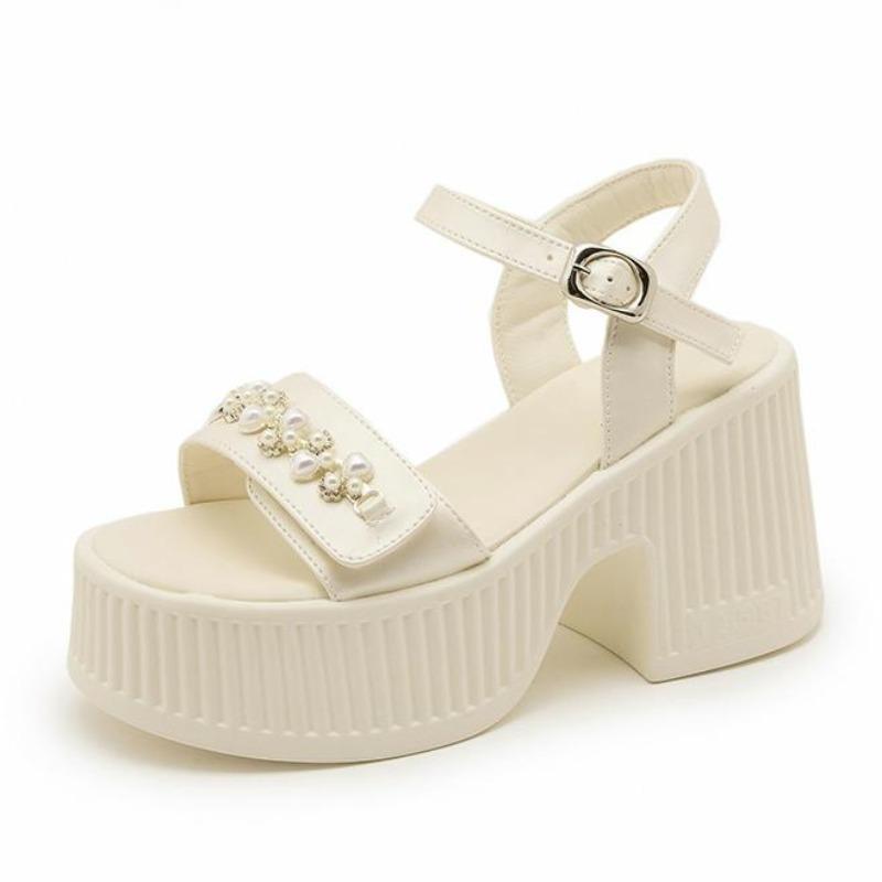 Fashion 10CM Microfiber Leather Breathable New Summer High Brand Heels Women Buckle Platform Wedge Sandals Shoes Peep Toe Flats Sneaker