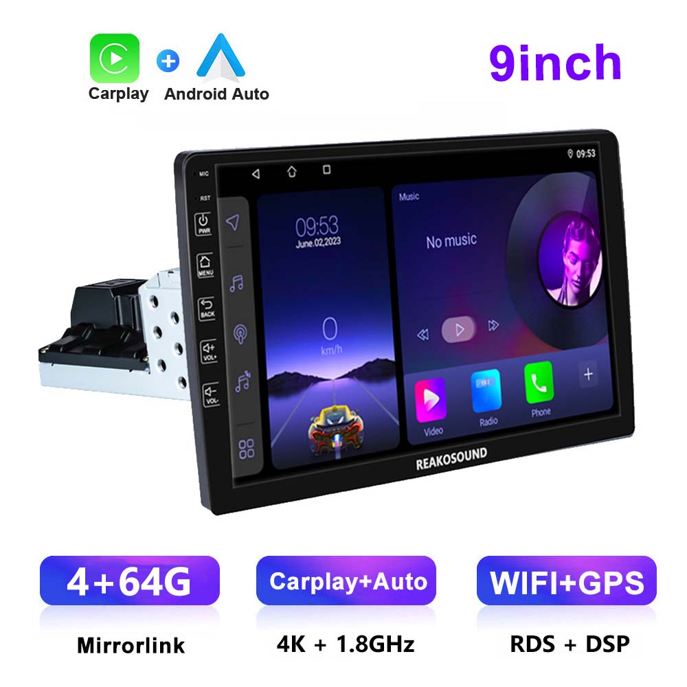 Reakosound 1 Din 9"/10.1" Inch Andriod Car Radio Multimedia Player Bluetooth GPS Navigation WIFI DSP FM Support Carplay
