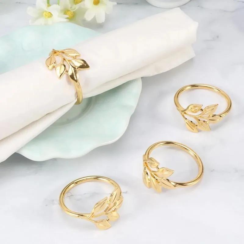 1-12PCS Gold Alloy Napkin Rings Reusable Smooth Edge Easy Clean Table Decoration for Wedding Party Holiday Dinner Banquet
