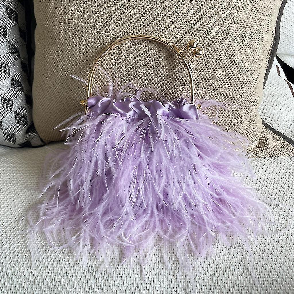 Borsa a mano da sera da donna con catena e piume di struzzo Borsa a tracolla per festa e matrimonio