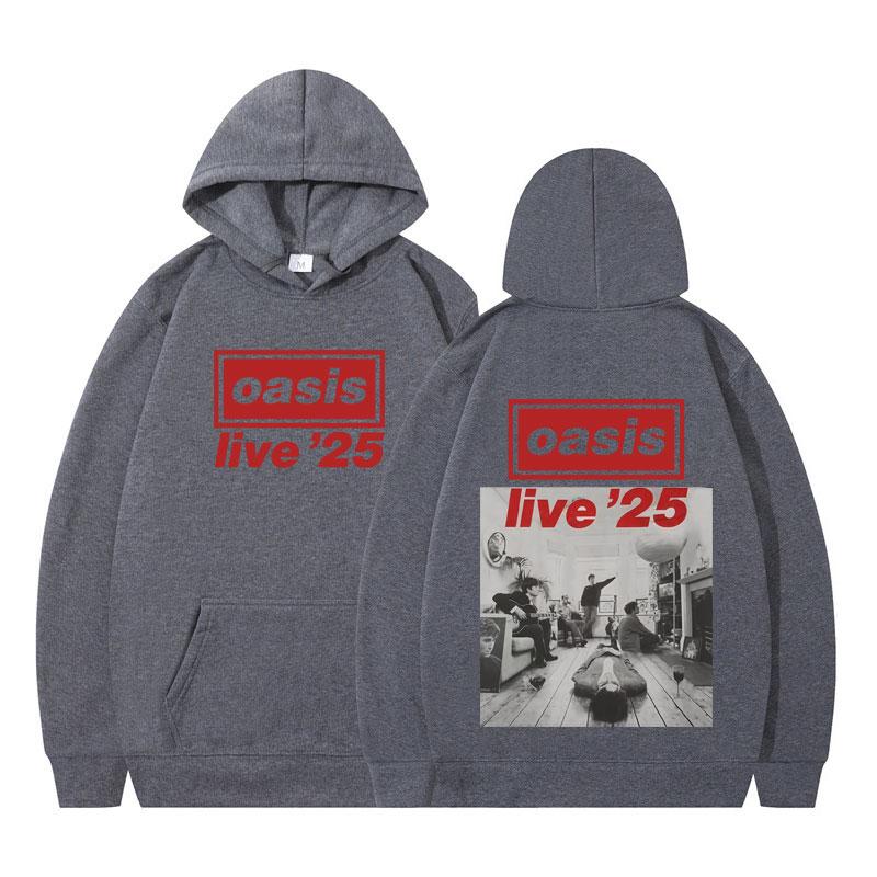 Oasis Live 25 Band Tour Pop Music Print Hoodies Men Women Long-sleeved Hip-hop Autumn Winter Oversized Gothic Punk Pullover Tops