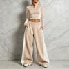 Women's Color Block Half and Wide Leg Pants Set Casual Two Piece Outfit for Everyday Wear
