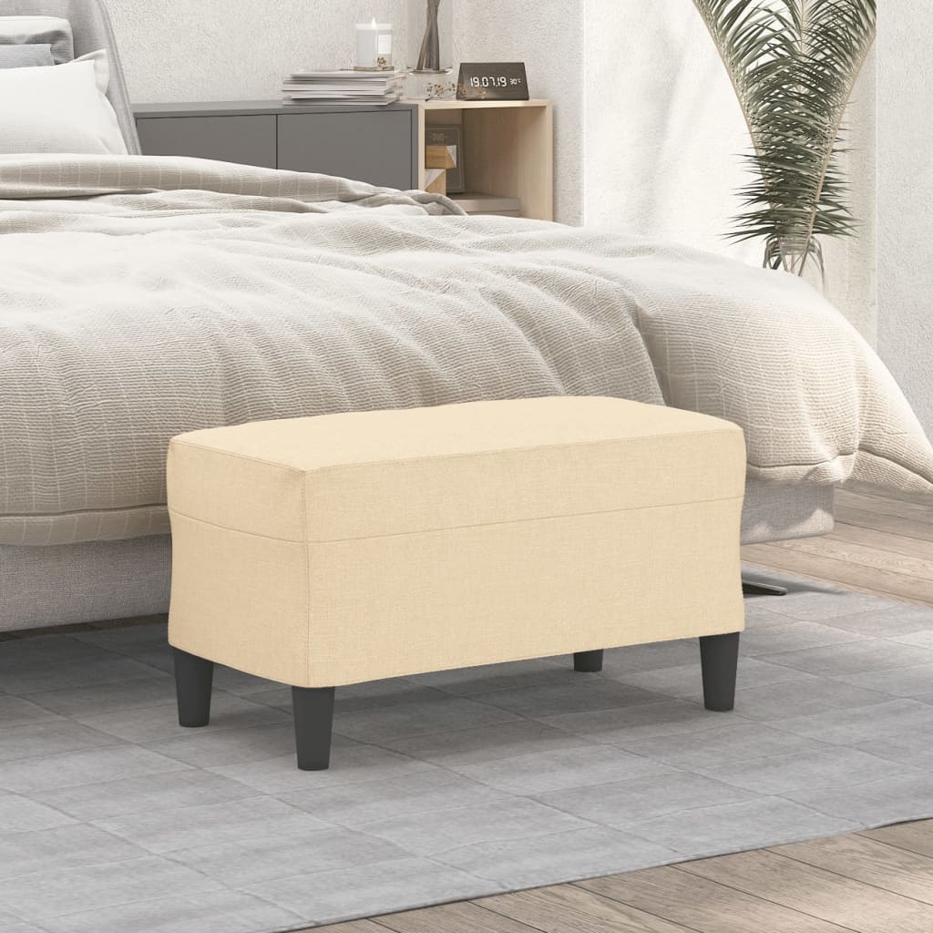 Cream Fabric Bench 70 X 35 X 41 Cm
