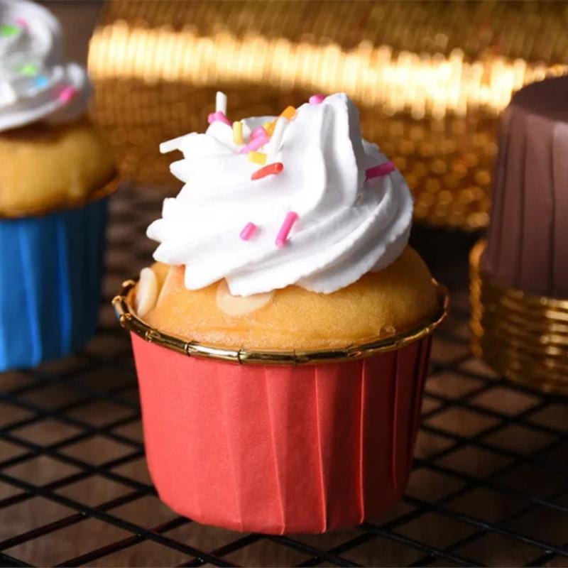 50-150Pcs Cupcake Mold Paper Cup Oilproof Cupcake Liner Baking Cup Tray Case Wedding Party Caissettes Golden Muffin Wrapper Paper