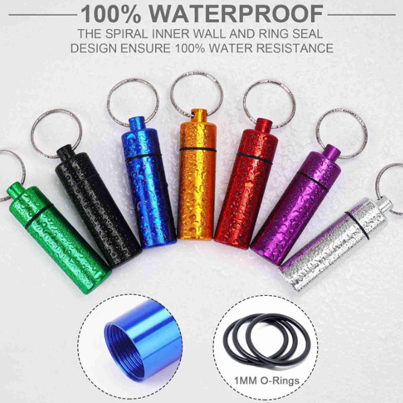 New Mini Waterproof Portable Pill Case Organizer Keychain Box Travel EarPlug Container Bottle with Keyring for Medicine Holder
