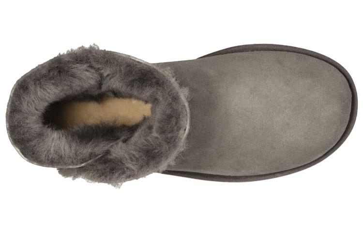 Women's Boots UGG Mini Bailey Button Ii Boot Fleece Lined Gray Women's
