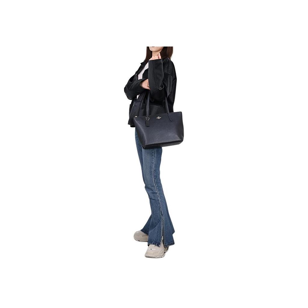 Coach Zip Top Tote 30 Simple Tote Bag Women Tote Bags Black 4454-IMBLK