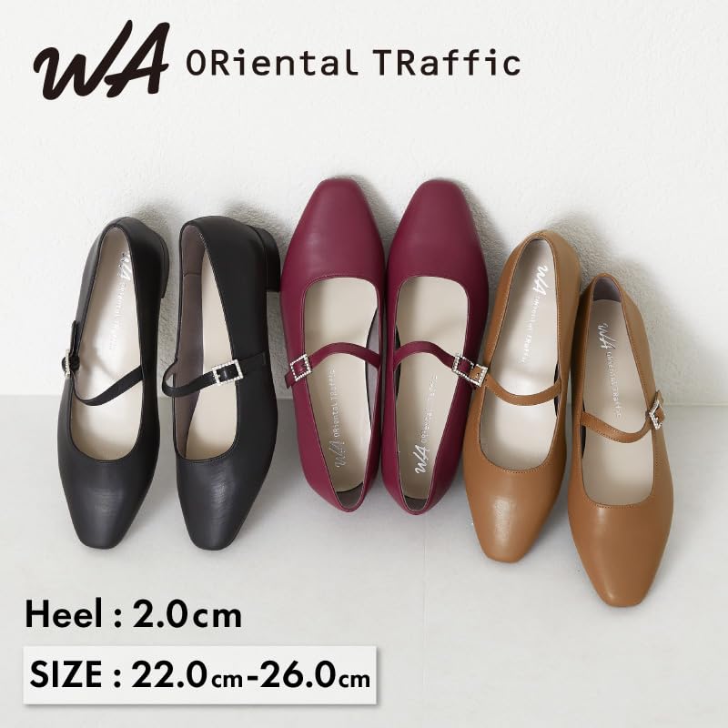 Czółenka kwadratowe duże i małe łatwe do chodzenia łatwe do grubo amortyzowane 32302 cm [Oriental Traffic] damskie, palce, rozmiary, w, nosić, płaskie, paski, RÓŻOWE,