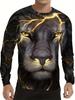 Fashion Lion 3D Printing Men's Long Sleeve T Shirt Autumn Pullover Comfortable Fit Street Casual Oversized Harajuku Shirt Tops