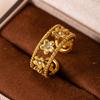 Elegant Gold-Plated Stainless Steel Zirconia Flower Ring for Daily Wear and Special Occasions