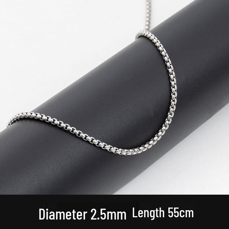 Trendy Interlocking Square Pearl Stainless Steel Men's Necklace - Hip Hop Titanium Jewelry