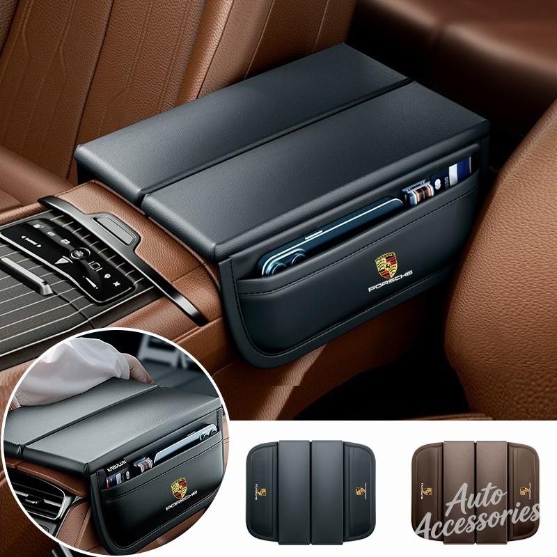 Car Styling Armrest Box Pad Center Console Arm Rest Storage Pocket For Porsche Cayenne Panamera Macan Boxster 911 Carrera-GT 928 FE3