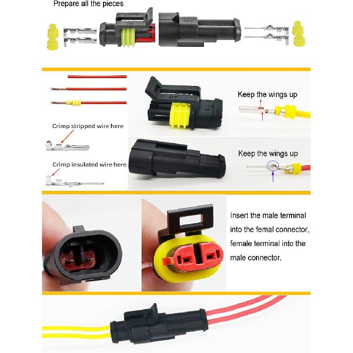 800Pcs 50 Sets Waterproof Automotive Electrical Wire Connectors Plug Kit 1/2/3/4/5/6 Pin Waterproof Connectors with Ratchet Crimping Tool