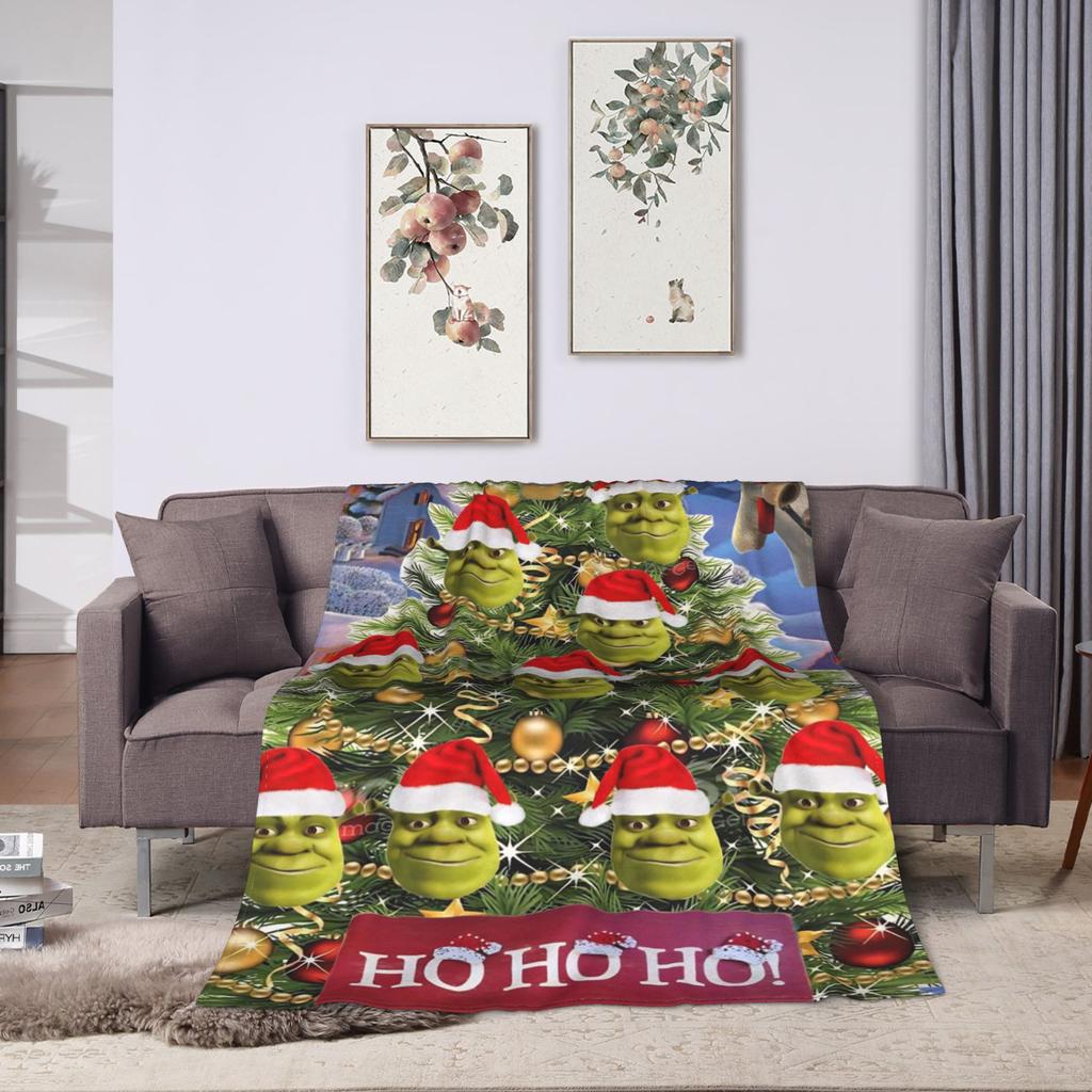 Christmas Shreks Pun Plush Blanket Students Flannel Throw Blanket For Couch Bed Super Customized Quality Bedspread Gift Idea