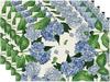 4PCS/Set Blue Hydrangea Placemats 30*45CM Linen Lavender Tulip Flower Table Mads For Home Xmas Party Dining Table Decoration