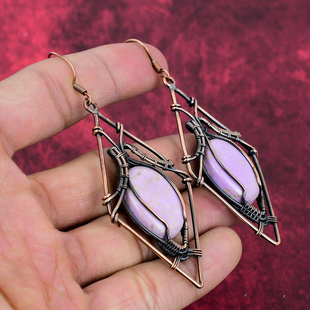 Phosphosiderite Earring Copper Wire Wrapped Earring Phosphosiderite Jewelry Handmade Gemstone Earring Copper Wire Wrap Jewelry Gifts For Her