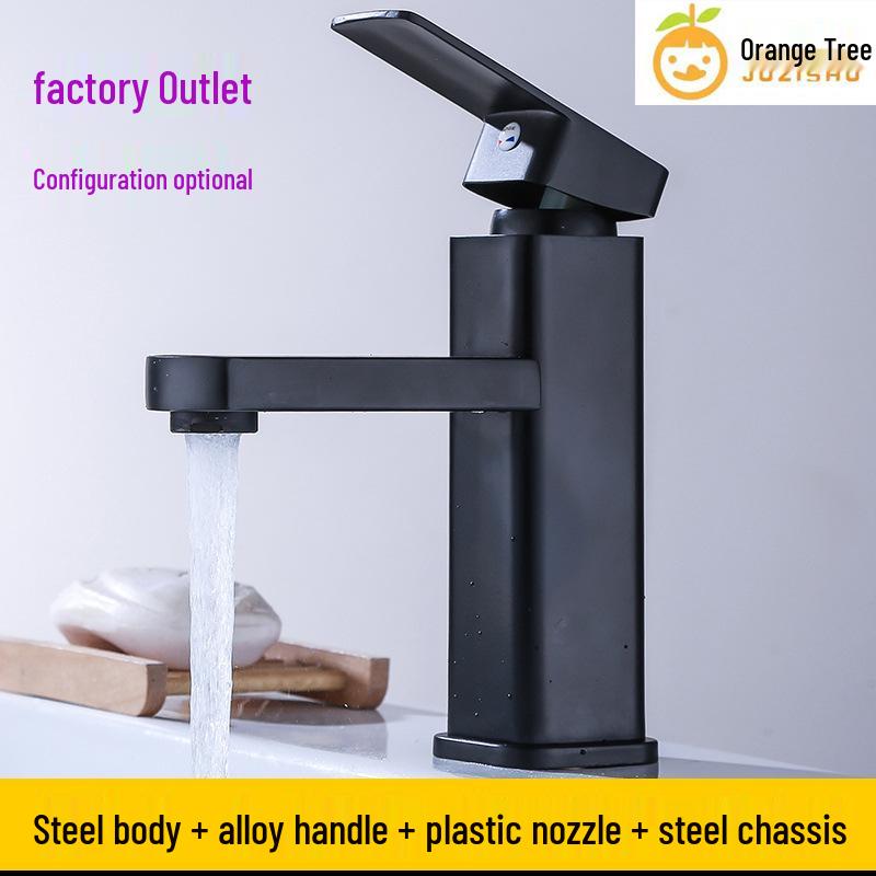 Artistic Basin Faucet: Elevated Single Hole, Dual Temperature Control for Bathroom Sink