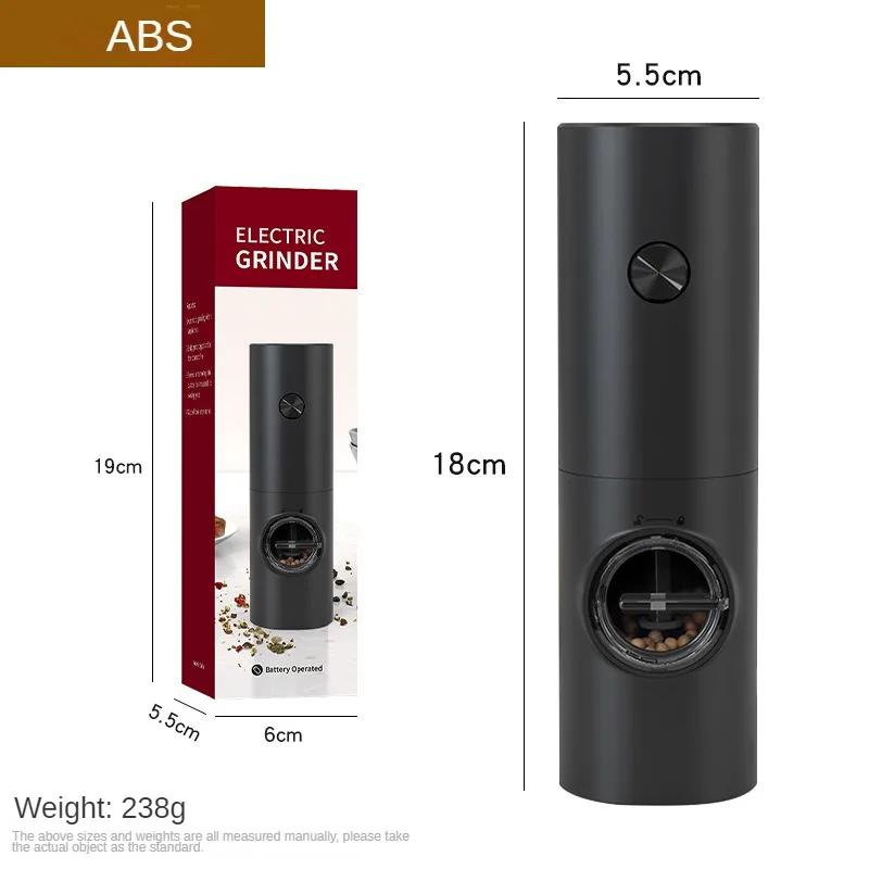 

Battery Powered Pepper Grinder Electric Adjustable Coarseness Automatic Peppercorn Sea Salt Cordless Grinder Kitchen Tools чорний