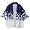 Cardigan Womens Three-quarter Sleeve Kimono Floral Print Mens Haori Shirt Open-collar Top Buttonless Lightweight Sun Protection Coat Unisex Yukata Bon